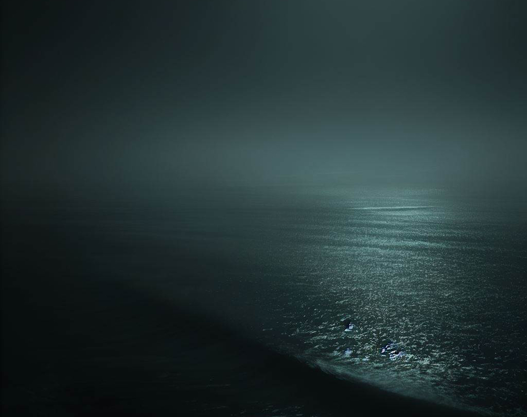 霧雨に霞む夜更けの海1080